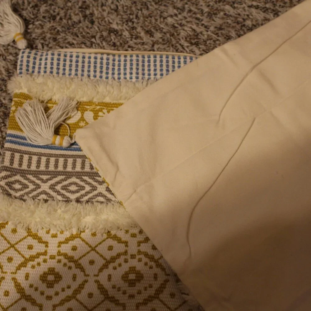 Yellow and white Accent Pillows